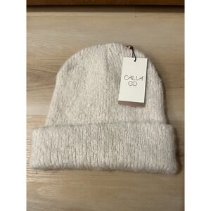 Calia Luxe Beanie Hat Women's One Size Ivory Soft Knit Winter OSFM Polyester New